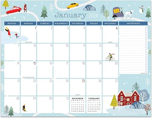 TF PUBLISHING Mini calendario Folk Love 2024  Rejillas grandes para citas y programación  Calendario mensual vertical de pared 2024  Organización