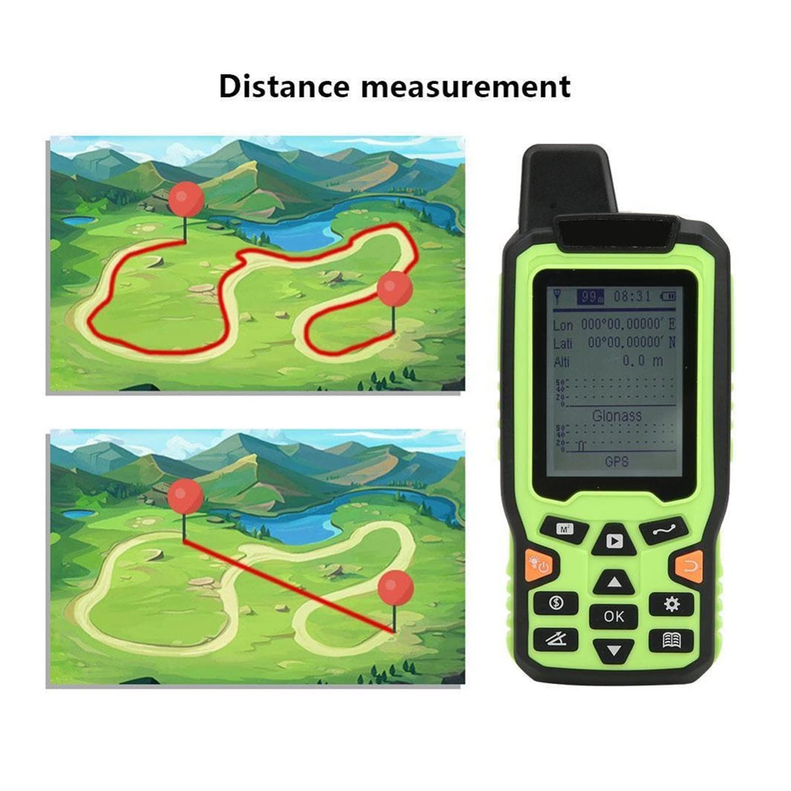medidor de distancia láser, Medidor de área terrestre EM90 Mini portátil de alta mano GPS Medidor de área terrestre Instrumento de medición de encuesta terrestre Medir distancia, área y volumen