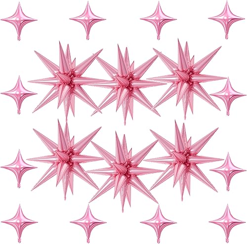 Miniatura 28 de 18 globos de estrella rojos, verdes y dorados, globos de aluminio de estrellas de Navidad con 6 globos de estrella en explosión de 22 pulgadas, 12