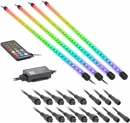 Heise by Metra Truck Bed Lighting Kit, 4 Tubes, LED, Multi-Color, RF Remote, 24 