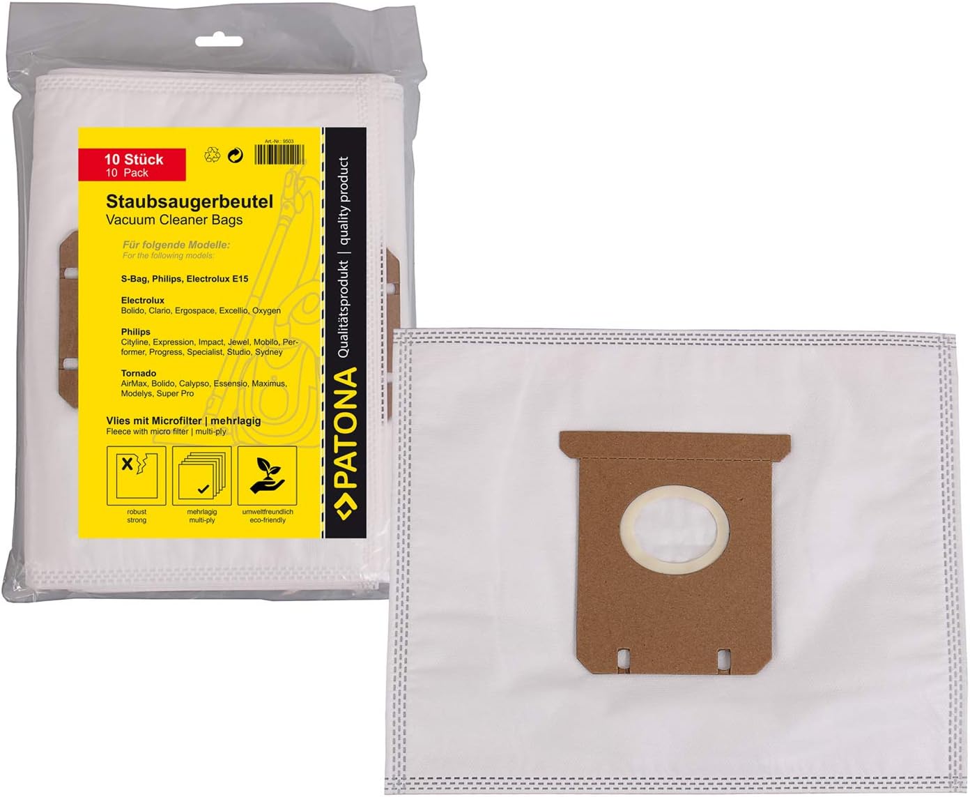 10x Vacuum Cleaner Bag for Electrolux E15 | E18 | E40 | E54a | E200 | E202 | E203 | E205 | S-Bag, Bolidio Z 4500...4595, Clario Z1900...1995, Clario Z2025...2050, Ergospace, Excellio Z5000...5295 - Mondo Z6200, Z6201, Oxy3 System Serie, Oxygen Z 5500...5695, Oxygen Z 5900...5995, Parketto Ergospace, SmartVac 5000...5695, Viva Control, Viva Quickstop, XXL 110, XXL 130, XXL 140, XXL 140 BOX 1, XXL 62, Z1900...2095 Clario and more… [ Microfilter, 5 layer, eco friendly ]