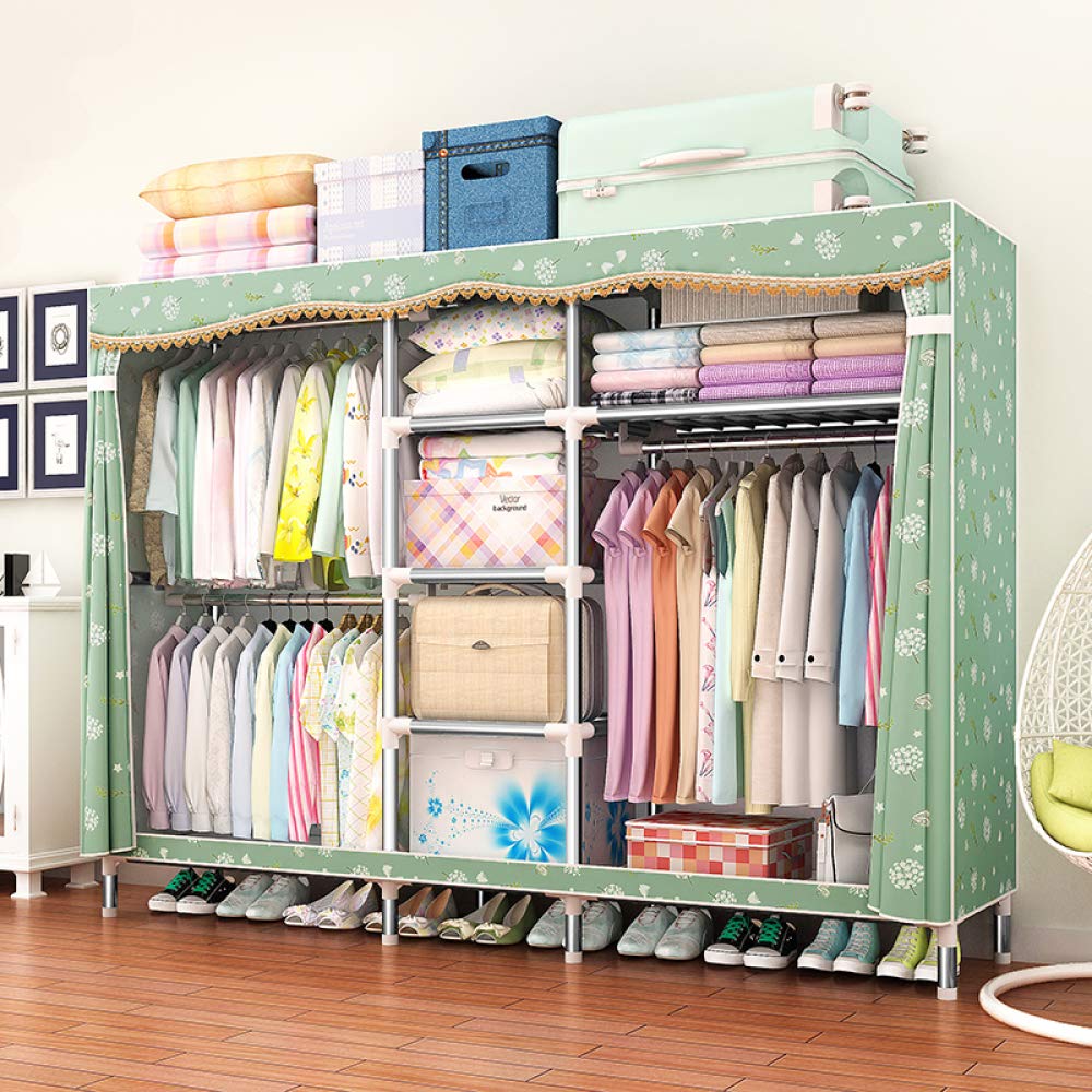 Garde-robe en tissu de rangement chambre à coucher avec armature acier renforcée D7766