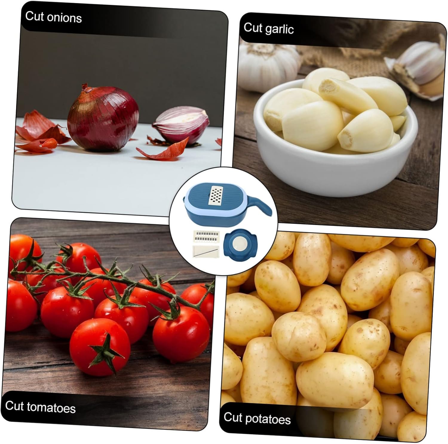 Garneck Adjustable Multi-purpose Vegetable Slicer with Drain Basket Efficient Onion Cutter for Prep Easy to Clean Design for Healthy Cooking and Family