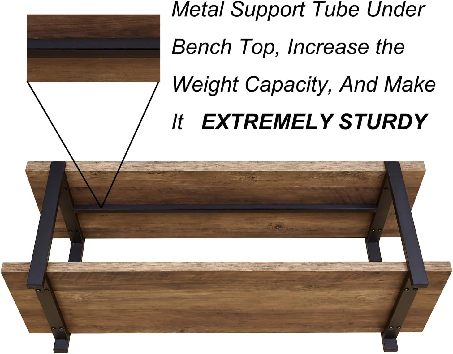 FOLUBAN Entryway Bench, Industrial Shoe Storage Bench for Bedroom Living Room, Modern Indoor Bench Seat for Hallway Front Door Entrance, Easy Assembly, Oak 47 inch