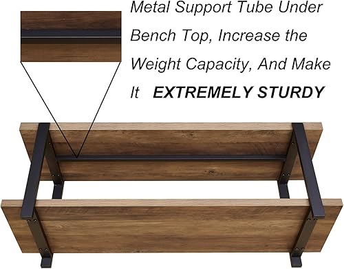 Miniatura 5 de FOLUBAN Banco de entrada, banco industrial de almacenamiento de zapatos para dormitorio, sala de estar, asiento moderno de interior para pasillo,