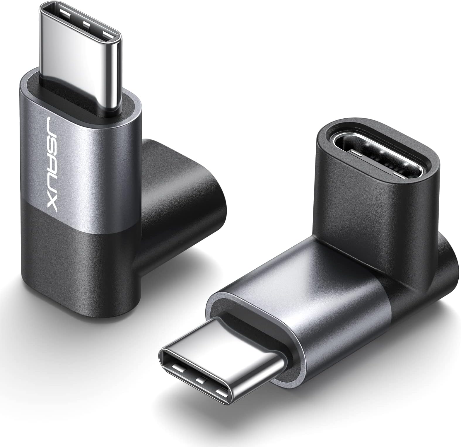 90 Degree Right Angle USB C Male to USB C Female Adapter, 2-Pack USB Type C 3.1/40Gbps PD 100W Fast Charge Extender Compatible with Steam Deck, ROG Ally, Switch, iPhone 16/15, Laptop, Tablet