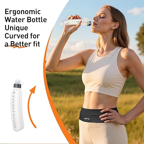 Miniatura 5 de AGPTEK Cinturón ajustable para correr con botella de agua, cangurera de hidratación delgada para hombres y mujeres, bolsa de cintura sin rebote para