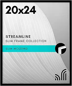 Americanflat 20x24 Picture Frame with Polished Plexiglass - Streamline Collection - Thin Border Picture Frame for Wall Display - Hanging Hardware Included - Black