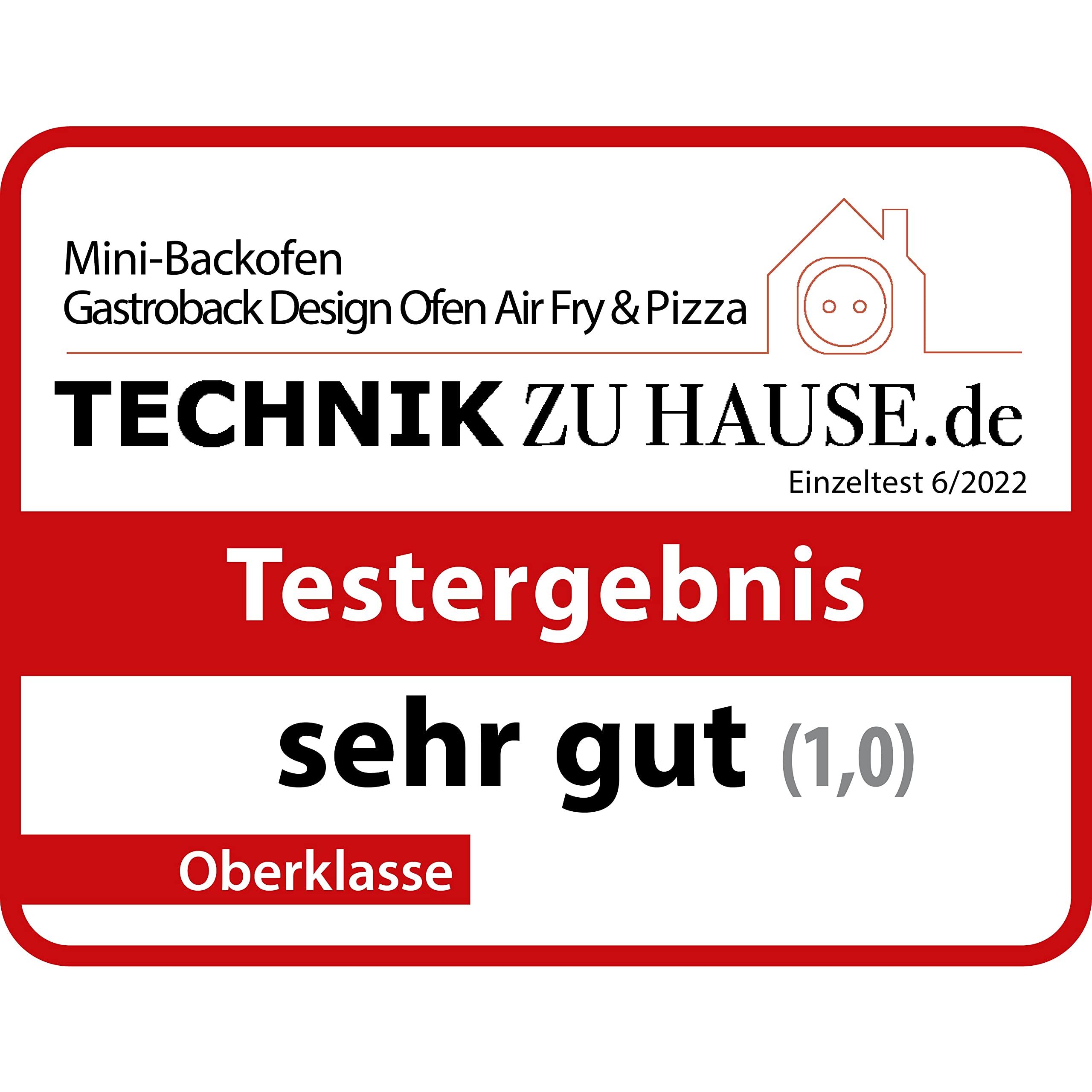 GASTROBACK #42815 designerski piec Air Fry & Pizza, 1680 W, 5 w 1: piec do pizzy, frytkownica na gorące powietrze, mini piekarnik, rożen do grilla i urządzenie do suszenia, pojemność 22 l, 3 półki