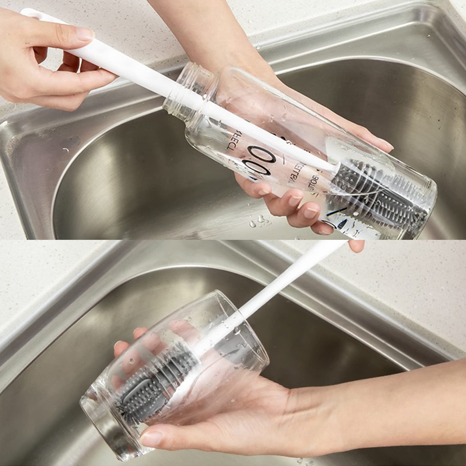 Scovolino Per Bottiglie 2 Pezzi - Manico Regolabile Per Pulizia Borracce E Biberon