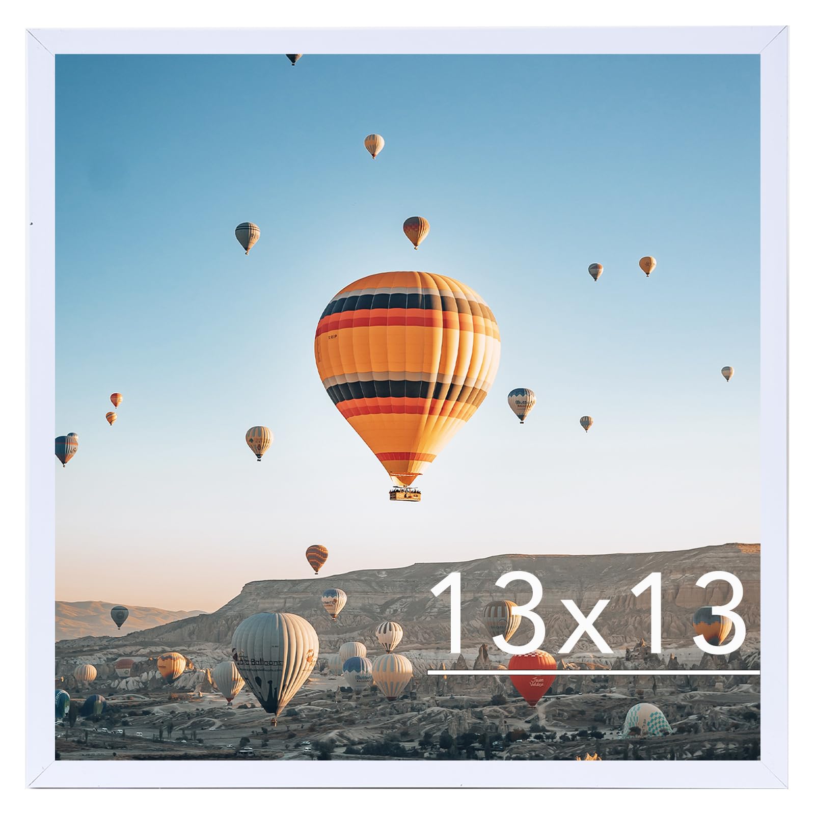 JCJMY 13x13 Picture Frame White for Wall Hanging, Wall Mounting Horizontally or Vertically, 13 x 13 Square Wall Gallery Poster Photo Frame with Shatter Resistant Plexiglass, White