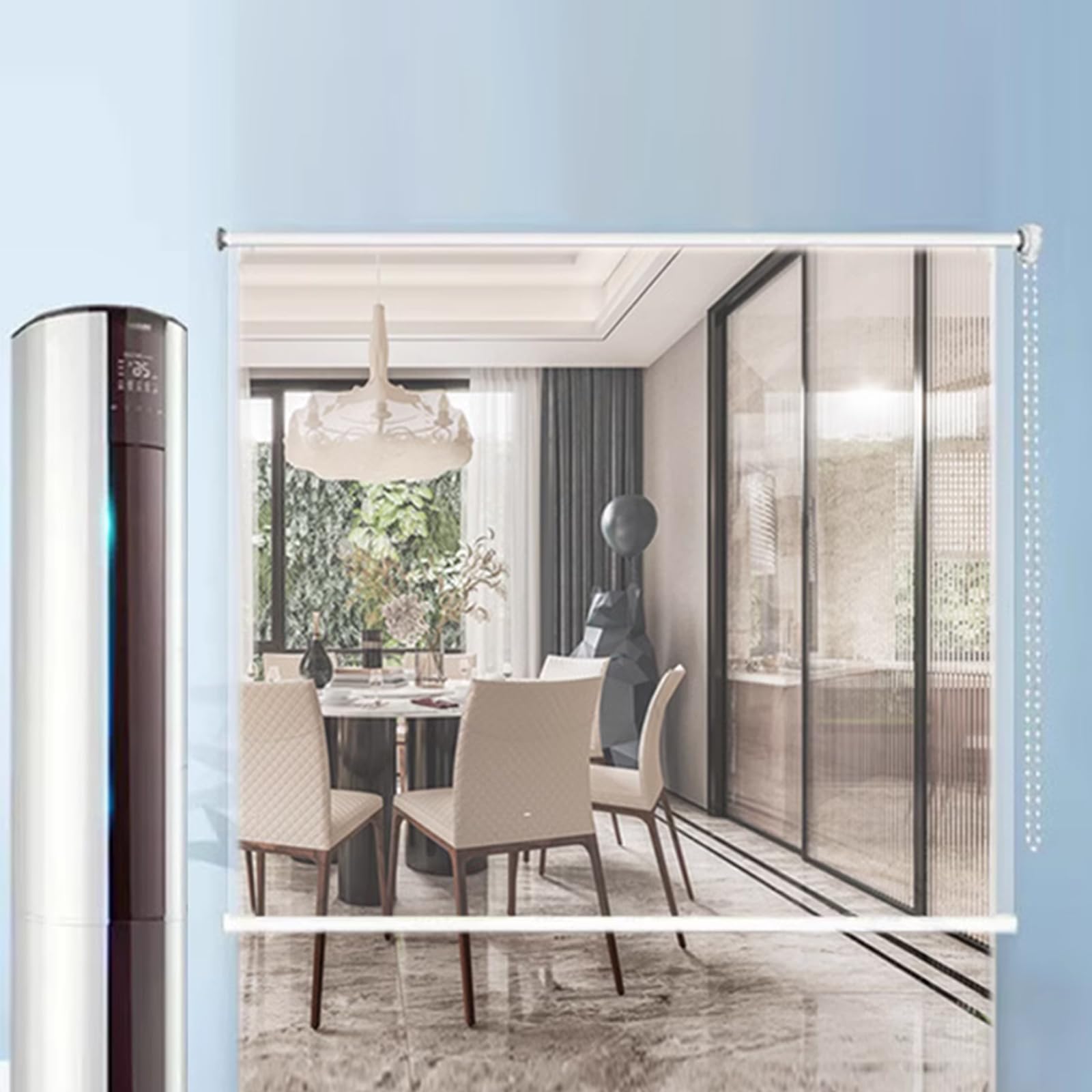 Zlovne Persianas Enrollables PVC Transparentes Impermeables,Cortina a Prueba de Lluvia,Vertical Persiana Enrollable,Cortina Enrollable para Exterior,Pérgola,Balcón,Grueso 0,5mm (W130xH230cm/W51 xH91)