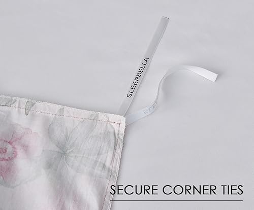 Miniatura 7 de SLEEPBELLA - Funda de edredón tamaño King, 600hilos de algodón con estampado floral de cachemira azul y verde, reversible