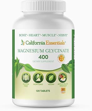 Magnesium Glycinate 400 - Chelated, High Absorption Magnesium for - Vegan, Non-GMO, Gluten-Free 120 Tablets Servings 60, Serving Size 2 200mg Tablets