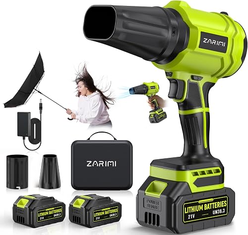 Cordless Leaf Blower, 980,000 RPM Handheld Leaf Blower with 2 Batteries & Charger, Lightweight Leaf Blowers for Patio, Lawn, Leaves, Dust - Bright Green