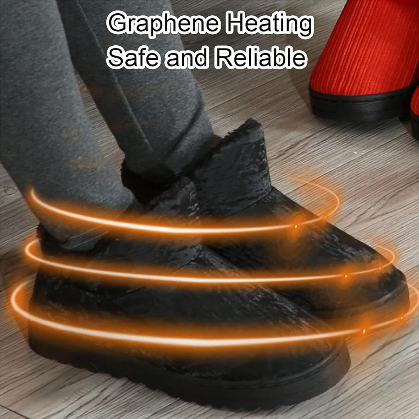 Scaldapiedi Elettrico Comodo E Morbido Pantofole Riscaldate di Peluche per Interni Ed Esterni Lavabile Pantofole Riscaldanti Elettriche per Uomo E Donna,B,40/42