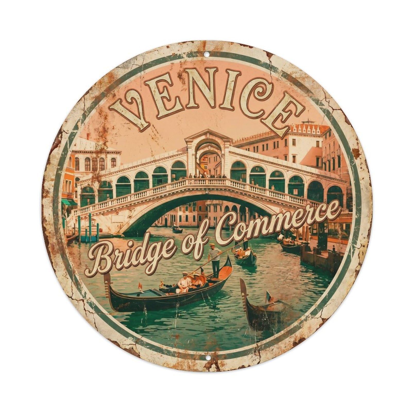 Fqnyr Style Vintage Travel Rialto Bridge Venice Metal Tin Sign
