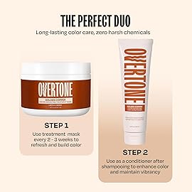 Overtone Semi Permanent Hair Color Conditioner, Golden Copper, 8 oz, Nourishing, Damage-Free, Color Depositing Mask for All Hair Types with Shea Butter & Coconut Oil, Vegan & Cruelty-Free