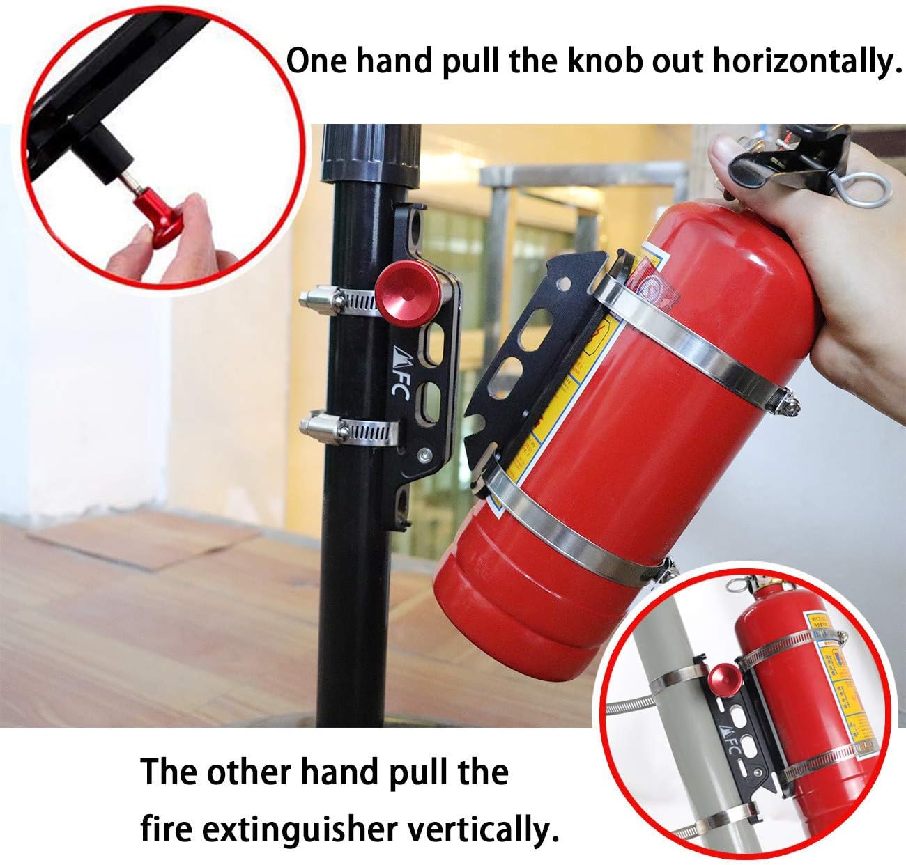MFC New Universal Aluminum Adjustable Roll Bar Fire Extinguisher Mount Bottle Holder Bracket with 8 Clamps Compatible with for Jeep Wrangler TJ JK JKU JL UTV Polaris RZR Ranger