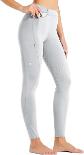 Women's Riding Pants Full Seat Silicone Breeches Equestrian Horseback Riding Tights with Zipped Pocket