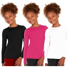 Thermajane Thermal Underwear for Kids Girls Thermal Sets for Winter Long Johns Thermal Base Layer for Girls Long Underwear 3 Pack Black, Pink, White, Medium