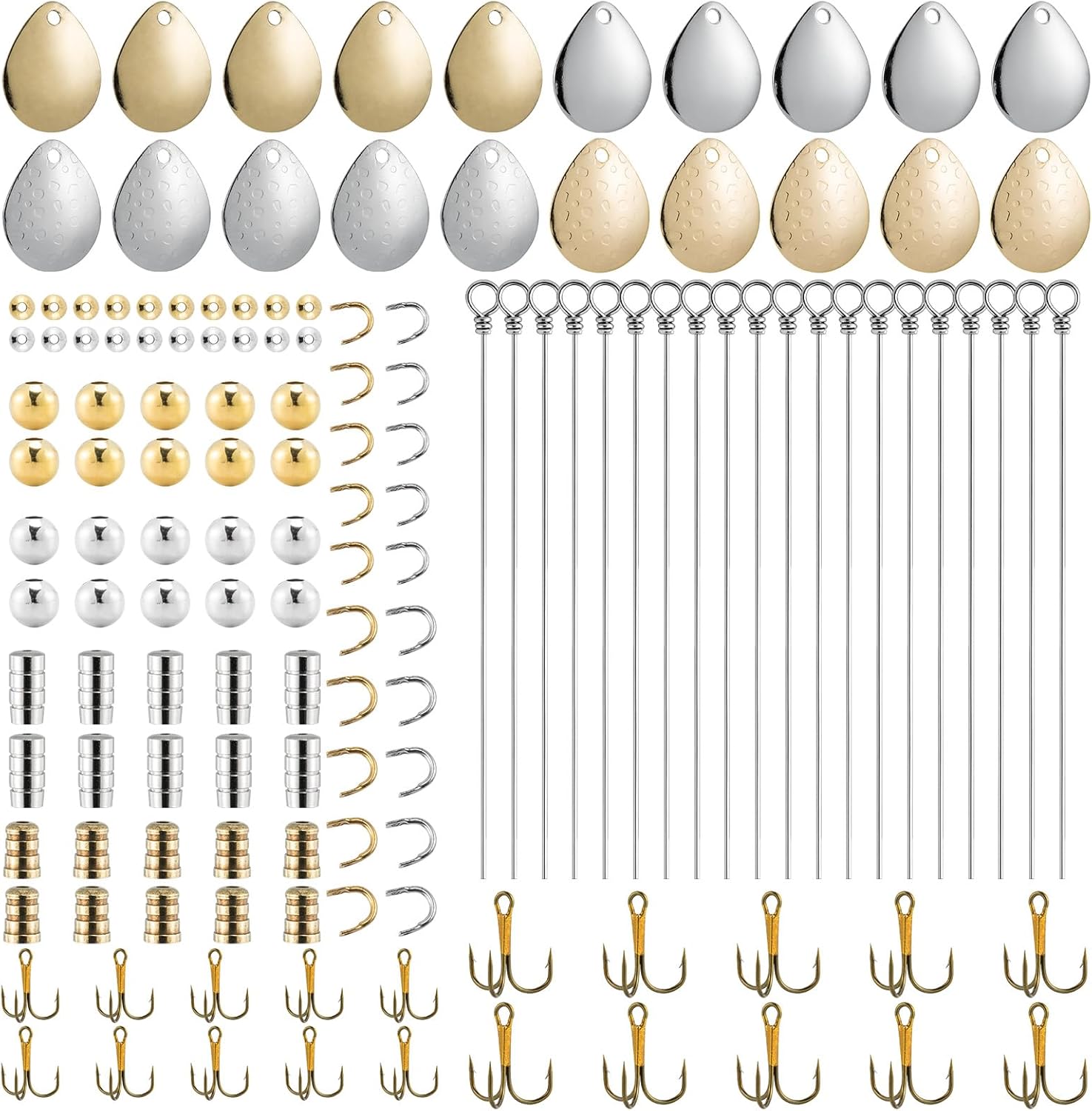 Dr.Fish 140 Pack Spinner Making Kit with 60 Pack Spinner Blades Kit Colorado and Indiana Blades Inline Spinner Bait Lure Making Supplies Walleye Rig
