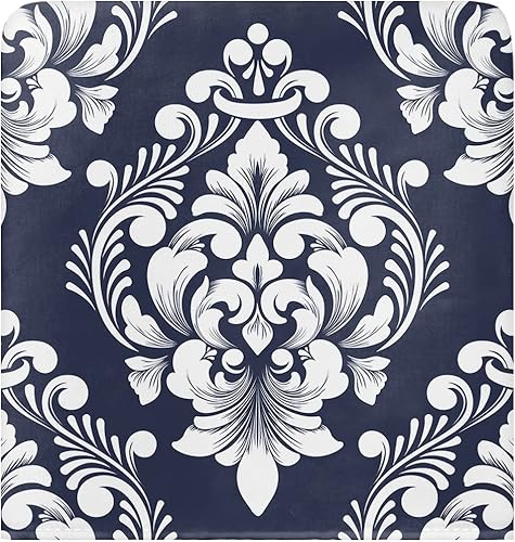 Miniatura 2 de Paquete de 6 fundas para respaldo de sillas de comedor, diseño de cachemira azul marino, lavables, extraíbles y lavables, protectores de silla para