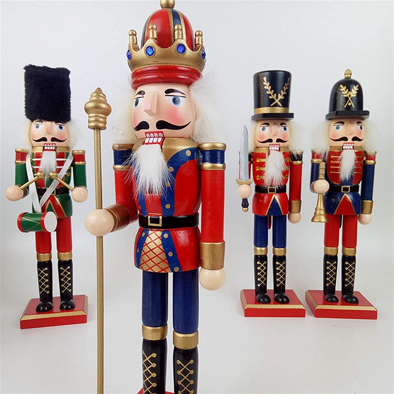 Leisurealeaneag 2 set 30 cm Hoogte Houten Notenkraker Soldaat Ornamenten Kerst Pop Collectibles Drum