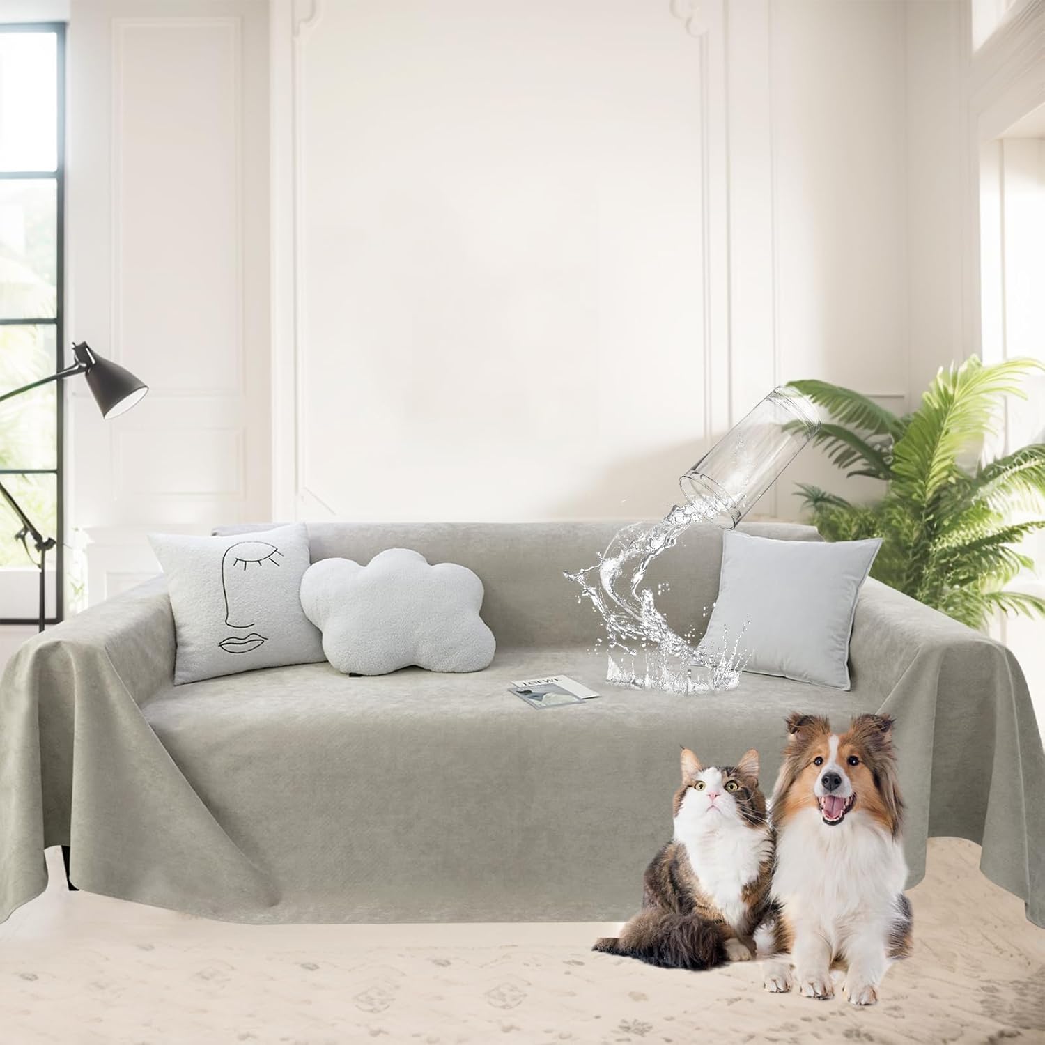 MINGPINHUIUS Sofa Cover Sectional Couch Covers: Modern Chenille Ultra Soft Couch Slipcover Blend Anti-Slip Breathable Corner Couch Protector Super Fit for Loveseat Recliner (Khaki,71 × 150in)