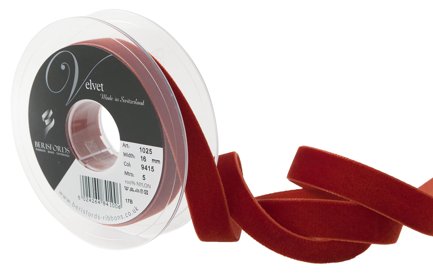 Berisfords 9415 Acajou Velvet Ribbon Mini Roll