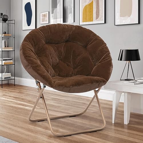 Miniatura 5 de Cómoda silla de platillo, silla de sala de estar, silla plegable acolchada suave de piel sintética, silla de luna cómoda para sala de estar,