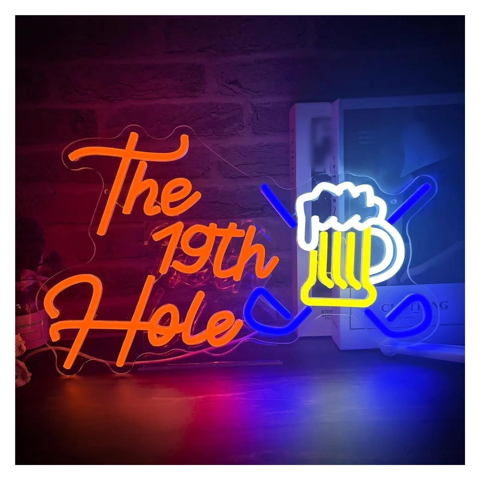 Insegna al Neon Insegna Al Neon A LED Con Boccale Di Birra Da Golf The 19th Hole