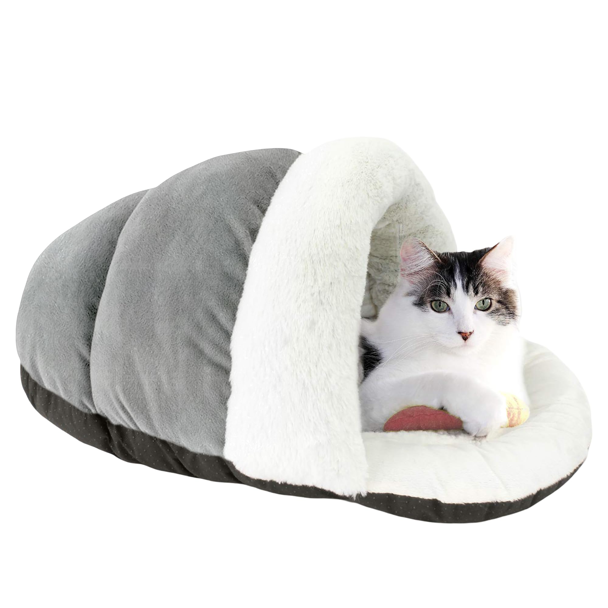 ASPCA - Cat Cave Bed for Indoor Cats Cozy Warm Felt House Dome for Cats & Kittens Soft, Warm & Plush Cave Bed with Removable Cushion Enclosed Pet Hideout Comfort Security 23' x 17" x 6"