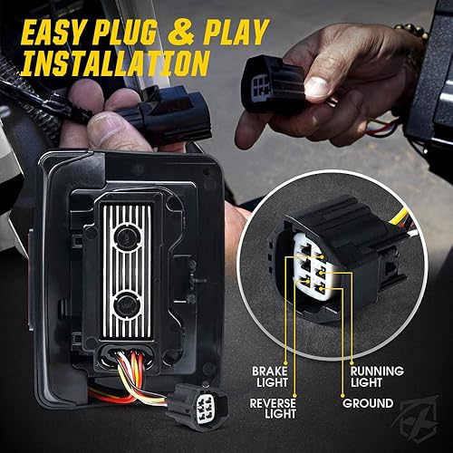 Miniatura 10 de Xprite Luces traseras LED con diseño novedoso en forma de "C", luz trasera de lente ahumada con funcionamiento y freno y señal de giro y luz de