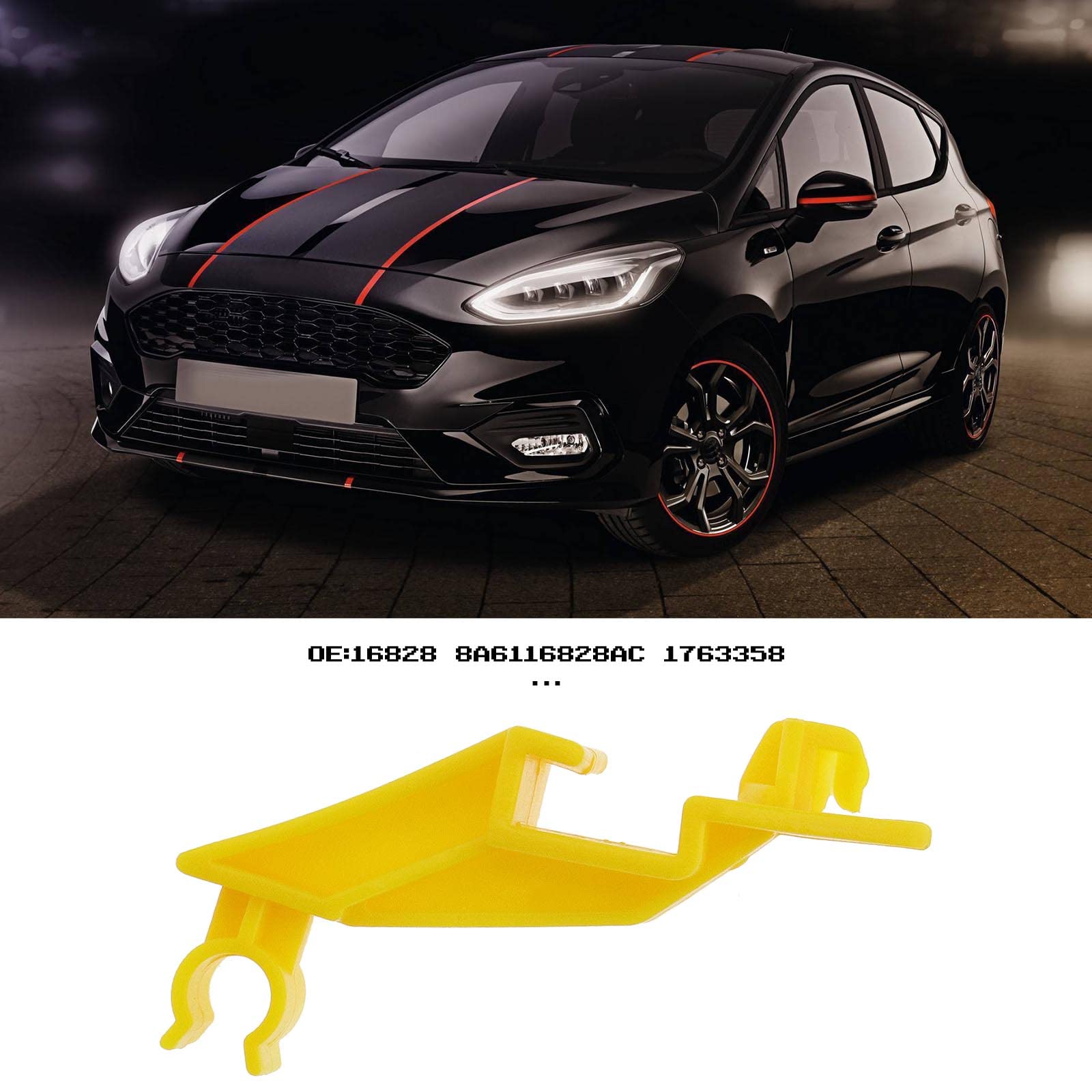 Clip Cofano Per Ford Fiesta MK7 2008+ - Ricambio In ABS Giallo - Foto 10