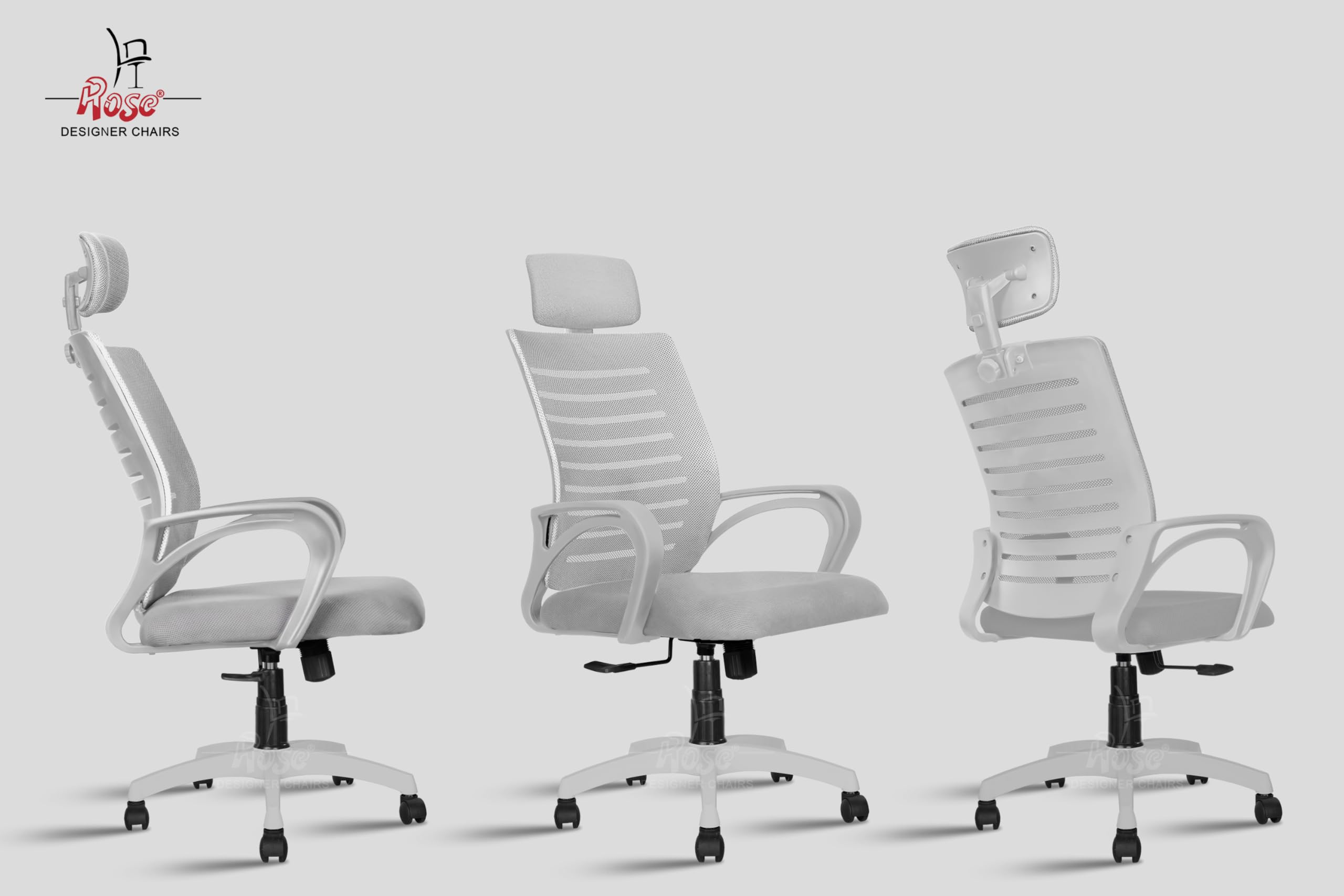 ROSE® Elite | 3 Years Brand Warranty | Ergonomic Office Chair, Study, WFH, Revolving, Rolling, Desk, Task, Laptop, Student Chair (Full Grey, Elite Max HB) 2
