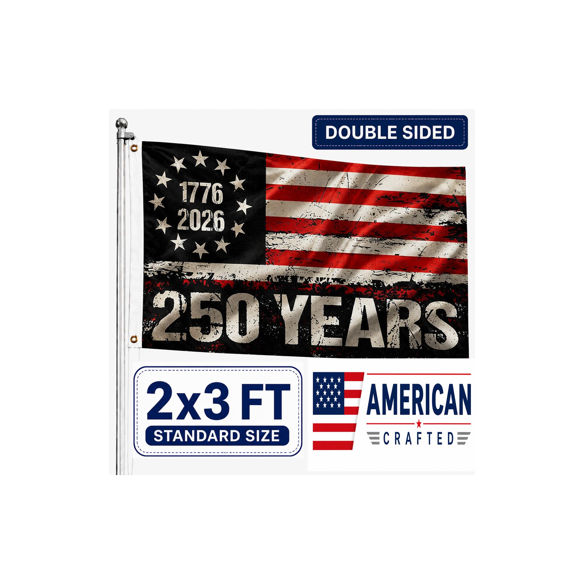 Amazon.com : 250 Anniversary USA Flag 2x3 - Double Sided 3-Ply 250