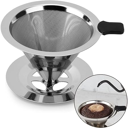 Size 4 Plastic Coffee Filter Dripper Cone – Flat Bottom Design For 1-4 Cups, Compatible With Standard #4 Paper Filters