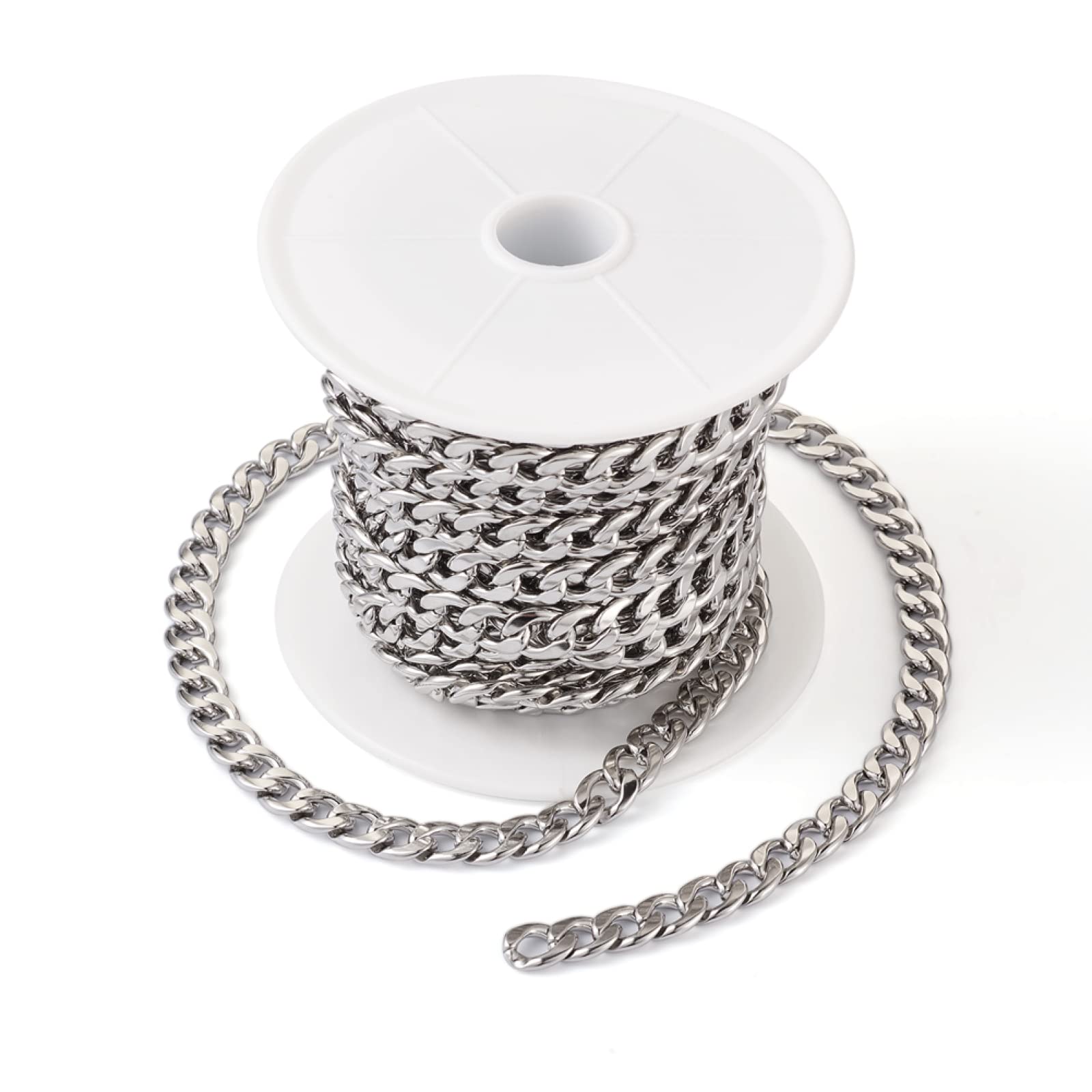 Catena a maglia barbazzale, 13 x 10 mm, non saldata, 10 m/rotolo, per la realizzazione di collane, gioielli e accessori fai da te
