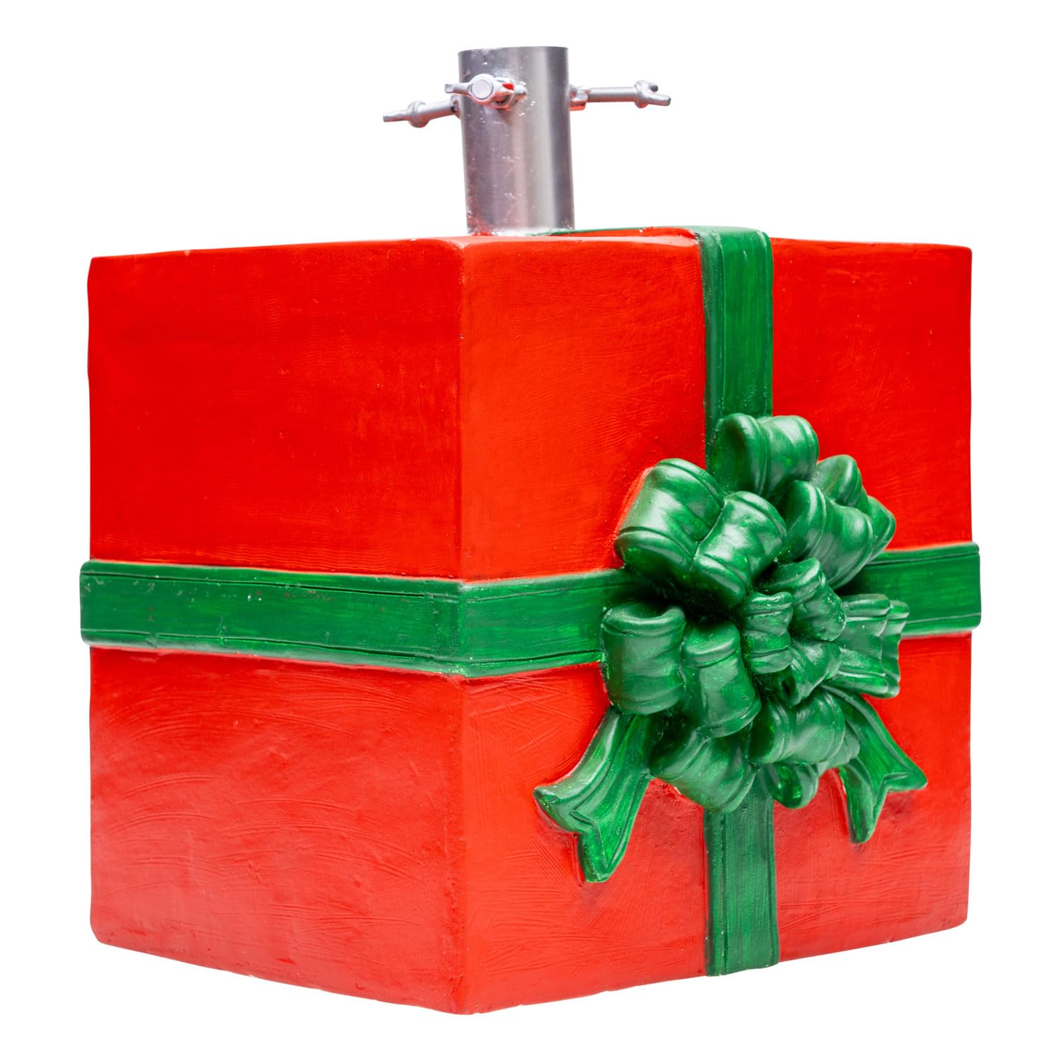 Nataland Base Pacco Regalo per Albero di Natale Dipinta A Mano, Supporto Decorativo Robusto e Stabile Alto 27 Cm con Aggancio Universale per Alberi Fino A 210 cm