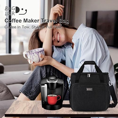 Miniatura 6 de BAGLHER Bolsa de viaje para cafetera compatible con Keurig K-Classic, Keurig K-Elite, Keurig K-Compact u otros accesorios, funda portátil para