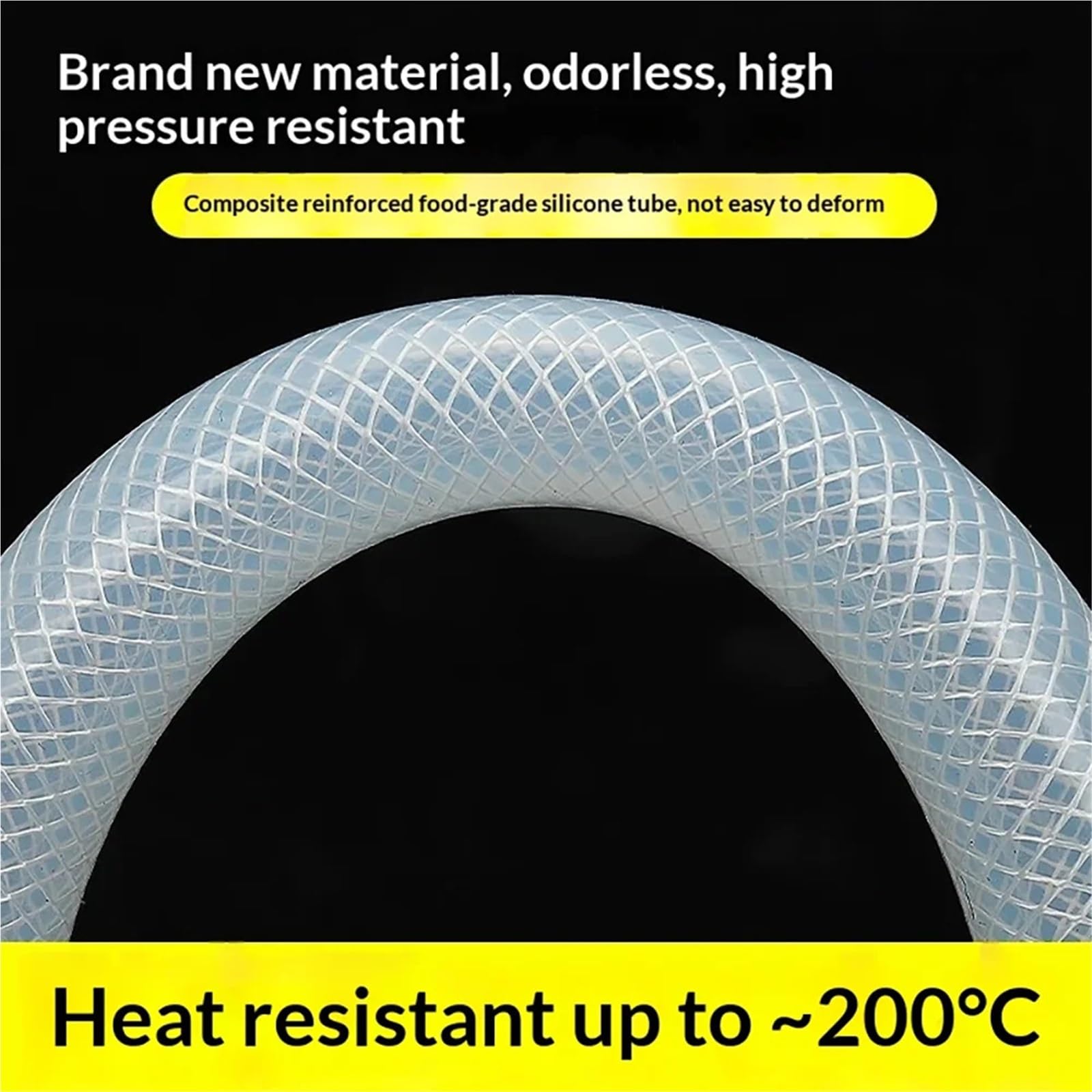 Tubo pvc Tubo trenzado de silicona calidad alimentaria, manguera roscada a prueba explosiones vapor mejorada, tubo corrugado malla aceite agua resistente a la presión(ID25mmXOD35mm,5M)