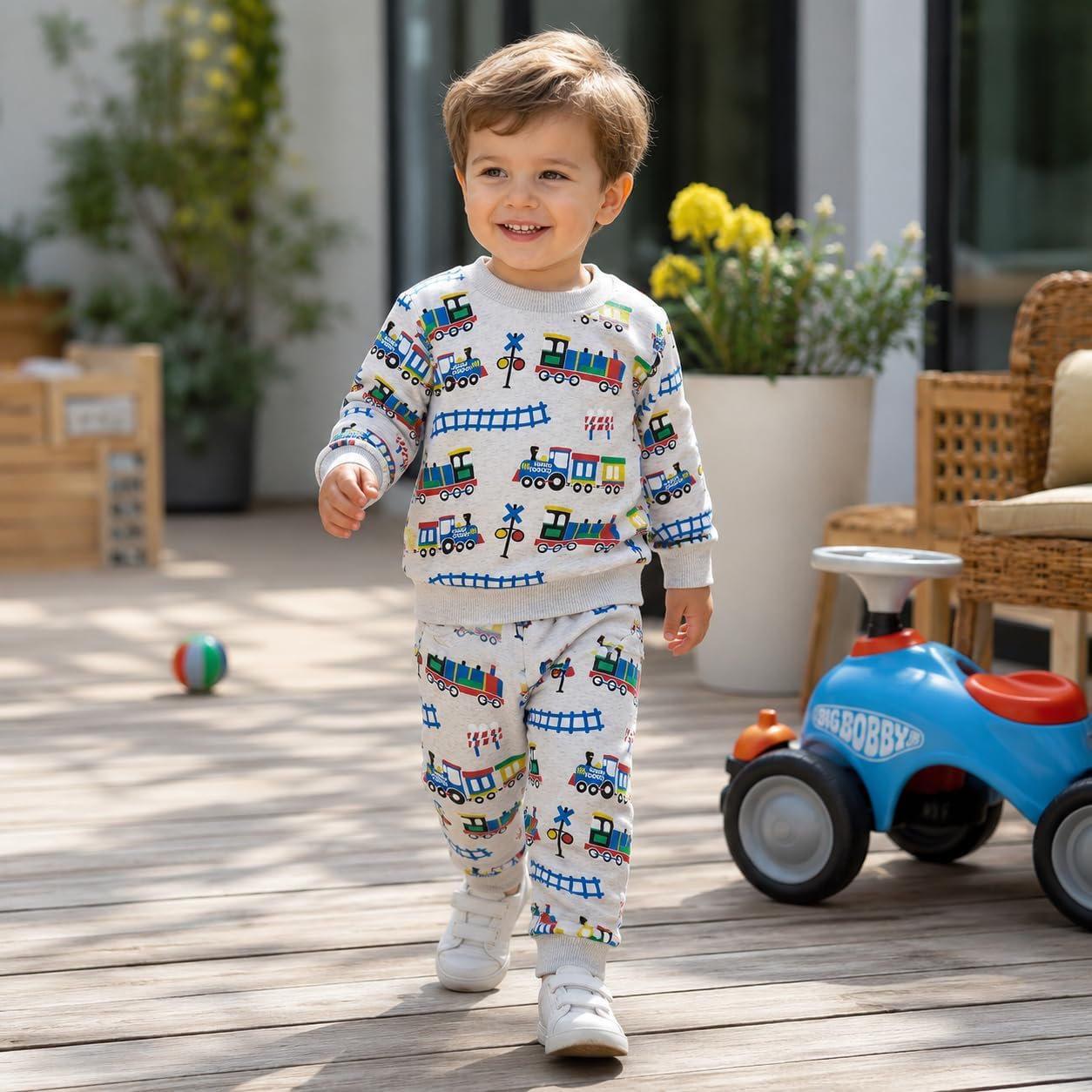 Toddler Baby Boy Fall Winter Clothes Crewneck Long Sleeve Sweatshirt Pullover Tops Elastic Joggers Pants 2pcs Outfit Set image 2