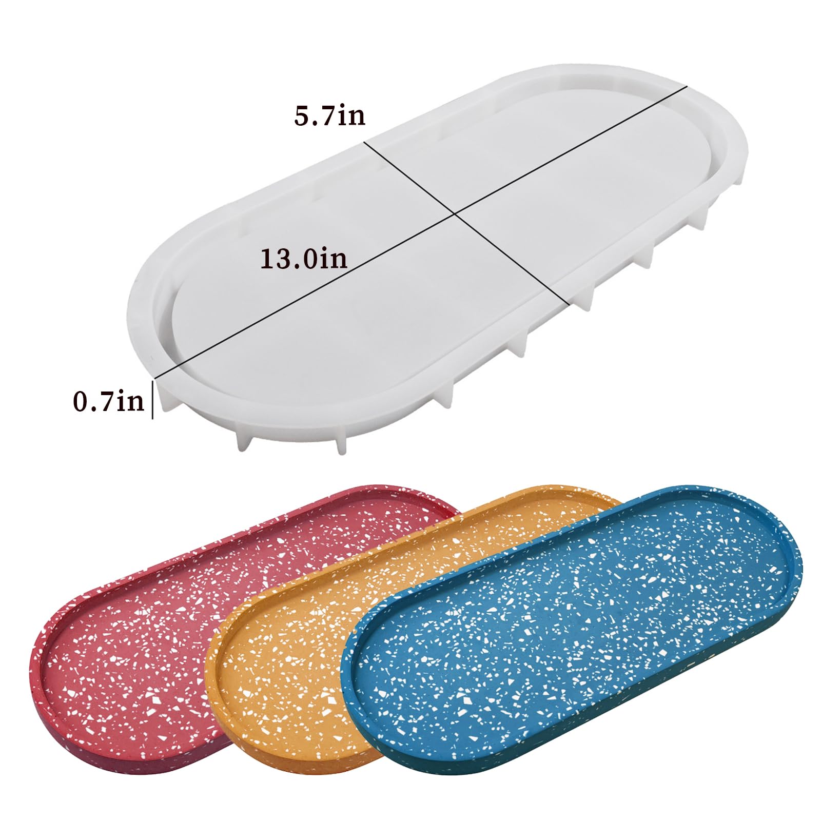 Wehous Large Oval Rolling Tray Mold - 13in Silicone Tray Molds with Edges for Epoxy Resin Craft & Home Decor - Image 3