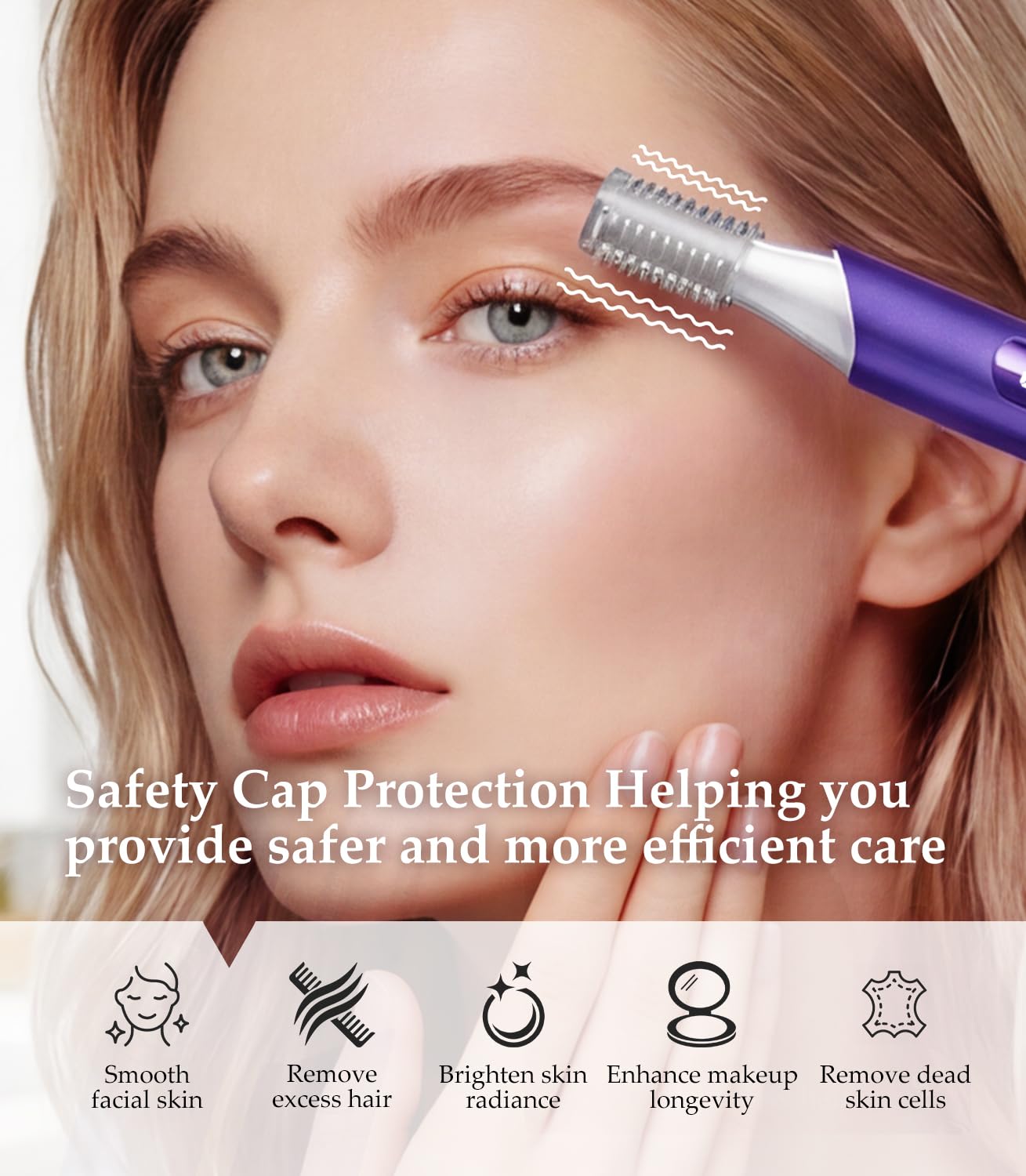 Sonic Dermaplaning for Women Face 【Nano-ultrasonic Vibration】 Rechargeable Dermaplane Razor for Women Face 【Dual-Action Cutting Technology-Removal Rate 99.23%】 2-Speed Switch & IPX7 Waterproof
