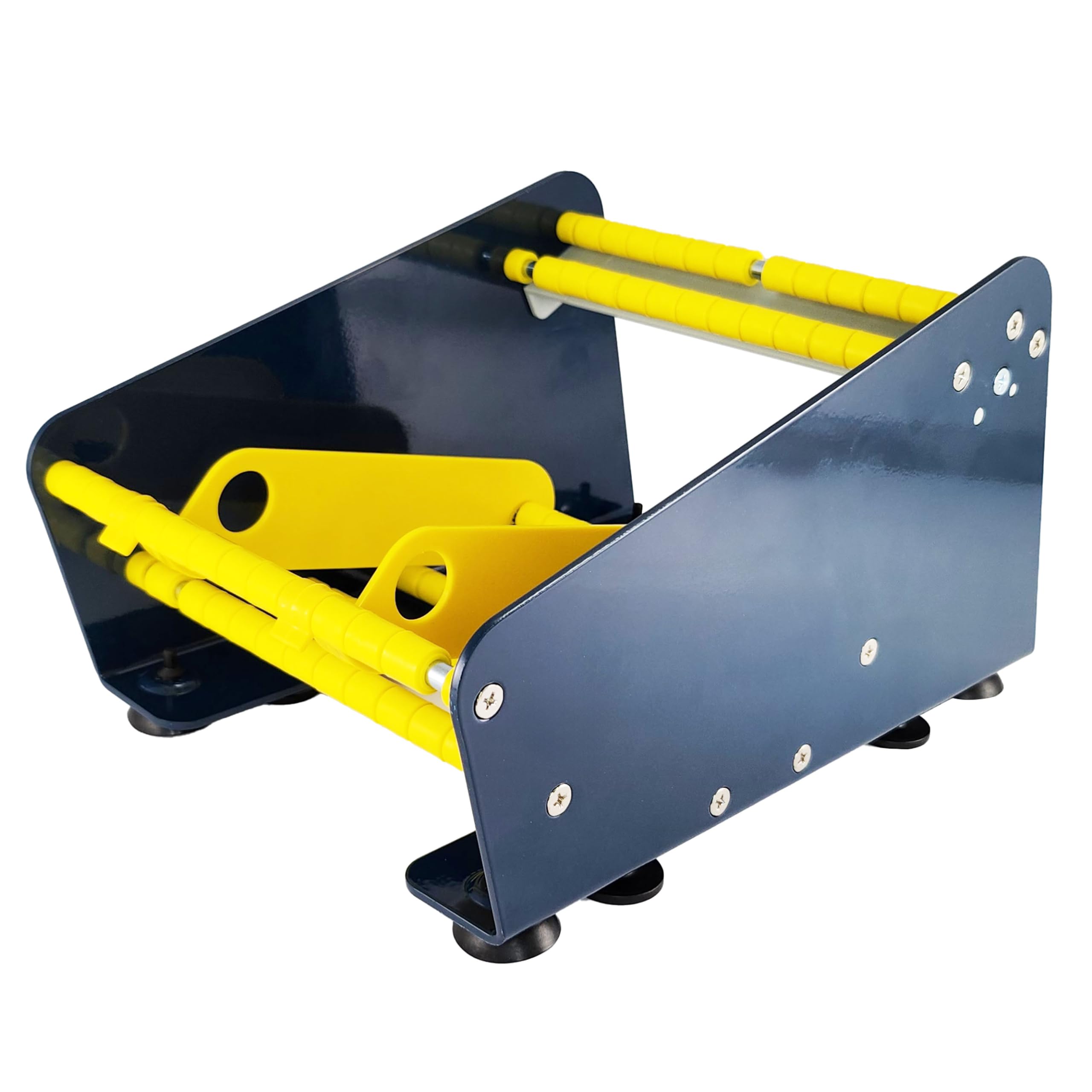 KLEBESHOP24 Distributeur manuel à étiquettes - Pour des étiquettes et pastilles adhésives à une face ou double-face - Avec ventouses - En métal robuste (162 mm, deux séparateurs de rouleaux)