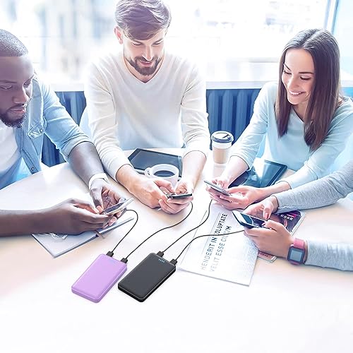 Miniatura 5 de Paquete de 2 Cargador portátil de 10000 mAh, batería externa ultra delgada y compacta con entrada USB C y salidas USB duales, cargador de respaldo