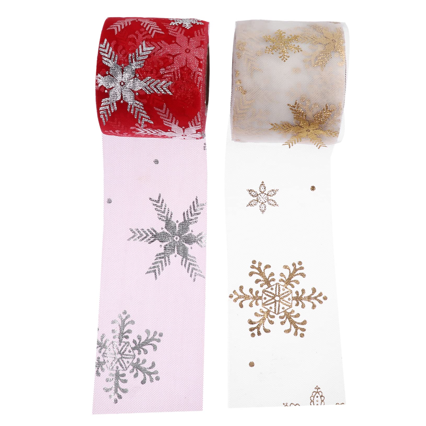 Beavorty 3 Juegos De Rollos De Cinta De Organza Con Forma De De Nieve Para 25 Yardas Malla Decorativa Para Envolver Proyectos De Manualidades Navideñas 2 Piezas X 3