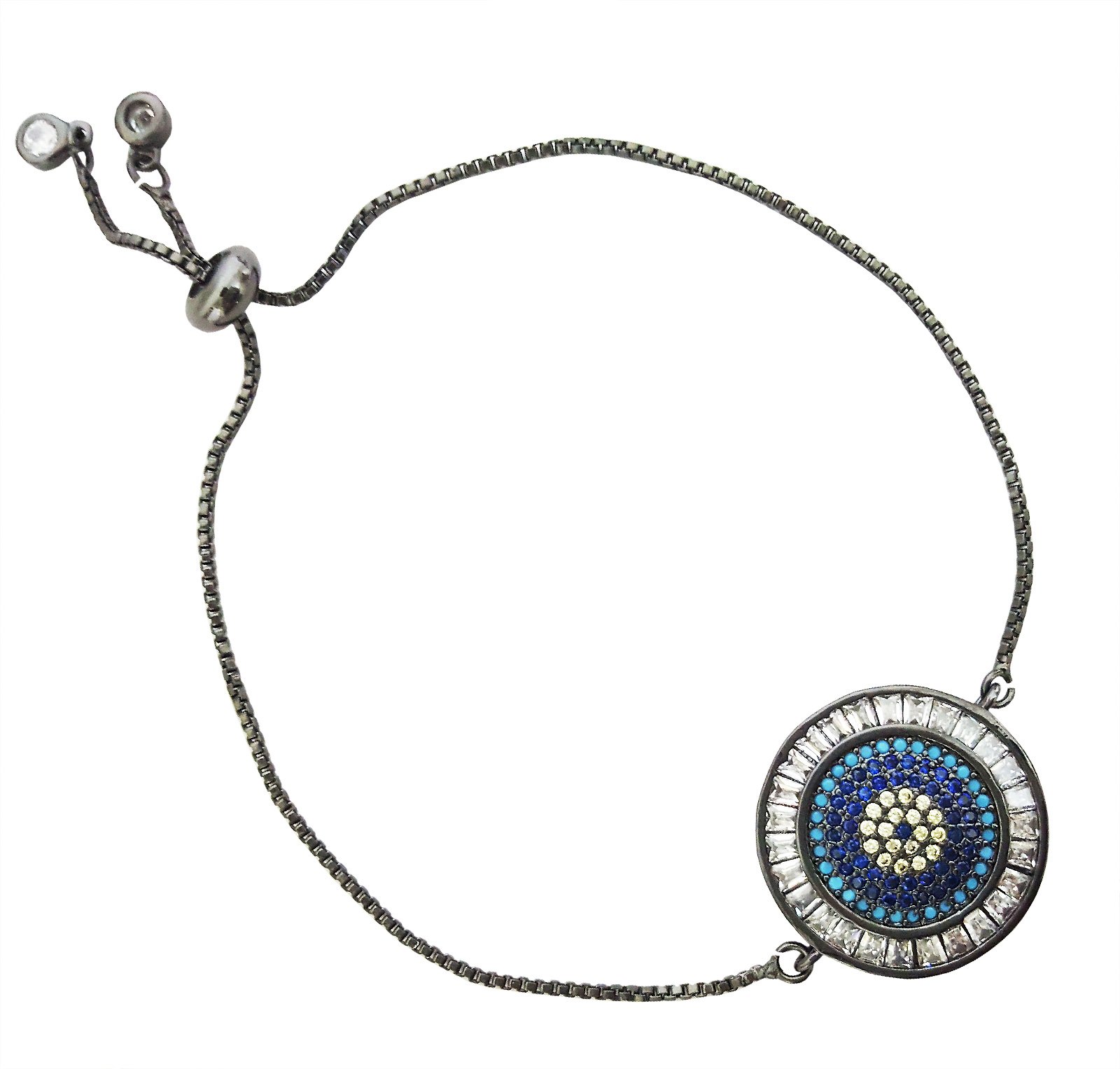 Mehrunnisa Quality Round Turkish Evil Eye with Crystals Bracelet