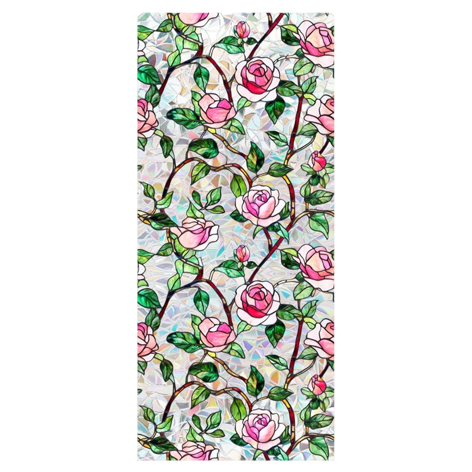 Hsyzygian Removable Floral Embossing Statics Window Film Statics Cling Decorative Glass Sticker for Window Door Denial Epoxy Transfers